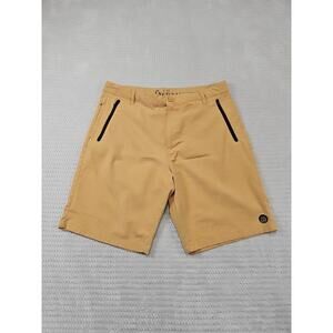 Free World Shorts Mens 32 Hybrid Stretch Yellow Outdoor Swim Zip Pockets